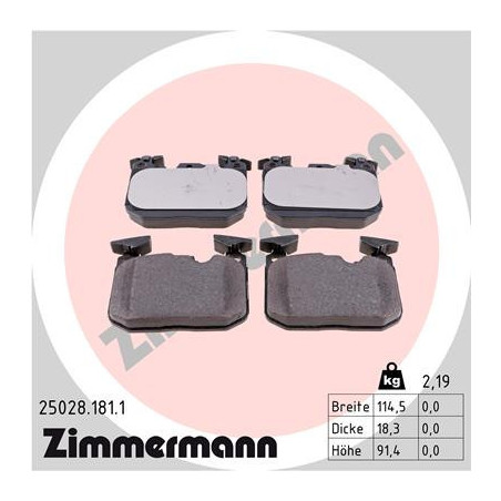ZIMMERMANN 25028.181.1 Brzdové destičky Přední pro