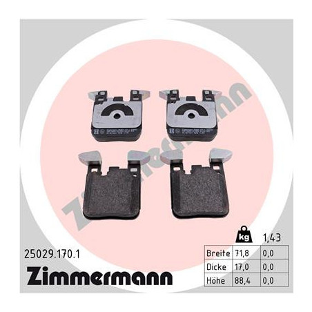 ZIMMERMANN 25029.170.1 Brzdové destičky Zadní pro