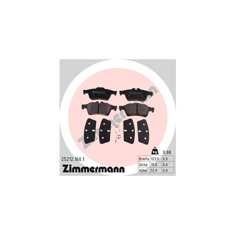 ZIMMERMANN 25212.160.1 Brzdové destičky
