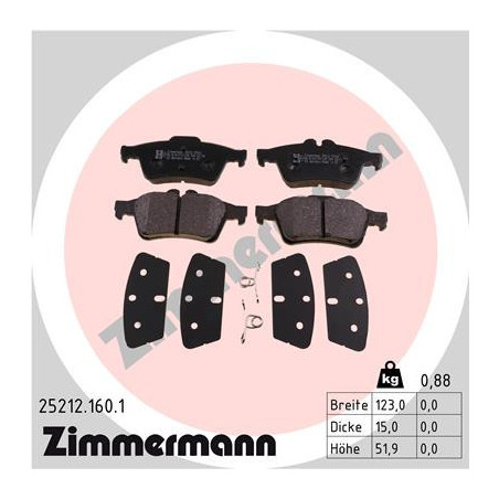 ZIMMERMANN 25212.160.1 Brzdové destičky