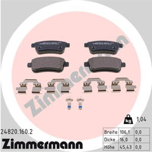 ZIMMERMANN 24820.160.2 Pastillas de freno Trasero para