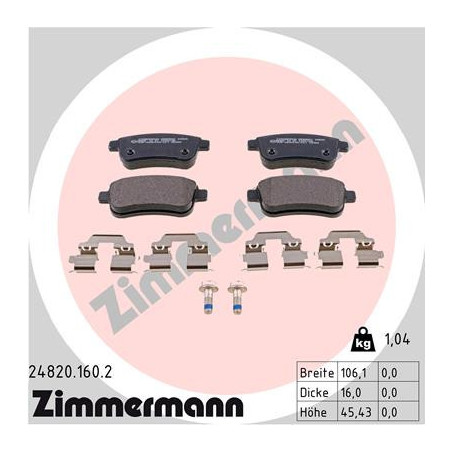 ZIMMERMANN 24820.160.2 Bremsbeläge Hinten für