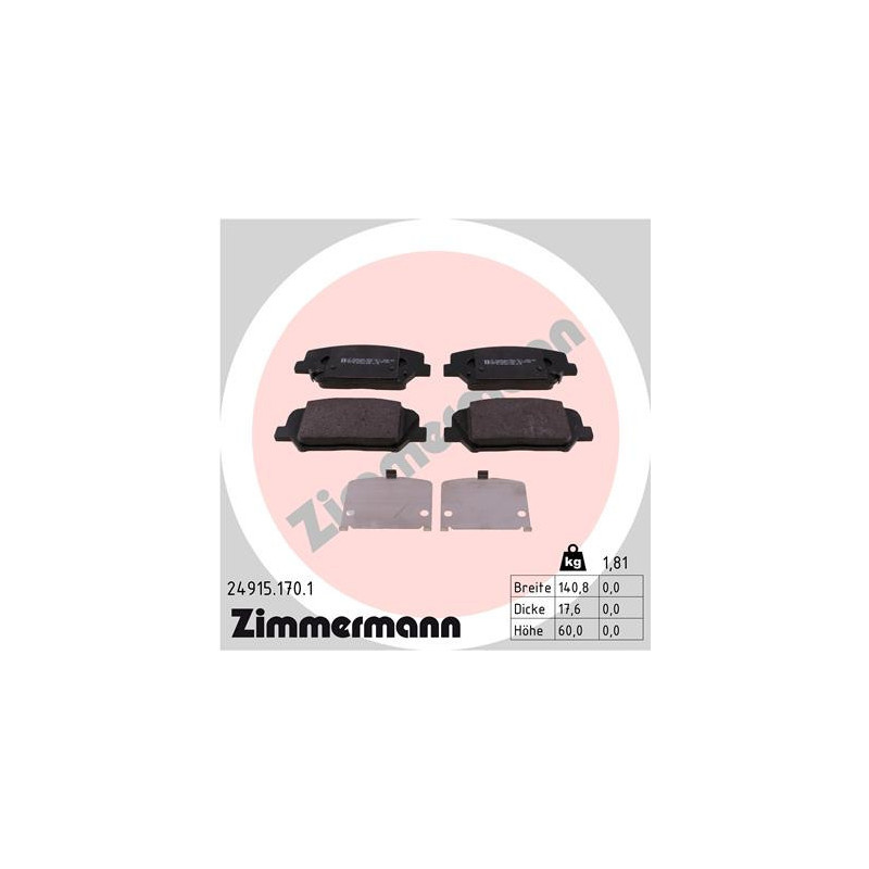 ZIMMERMANN 24915.170.1 Pastillas de freno Delantero para