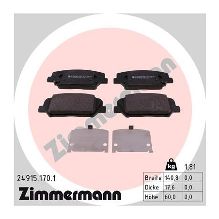 ZIMMERMANN 24915.170.1 Bremsbeläge Vorne für