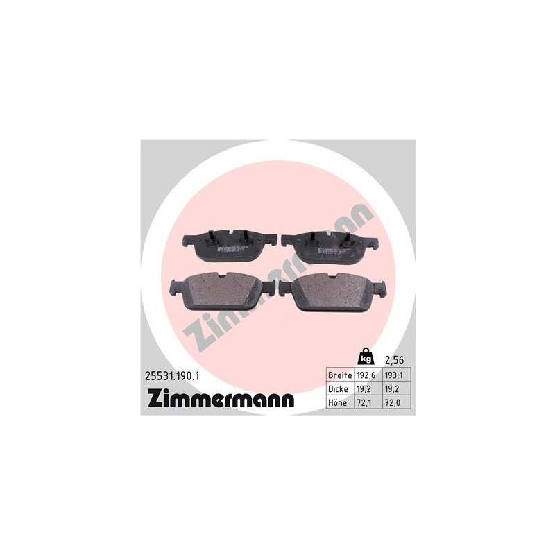 ZIMMERMANN 25531.190.1 Bremsbeläge Vorne für