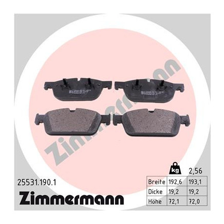 ZIMMERMANN 25531.190.1 Brzdové platničky Predné pre