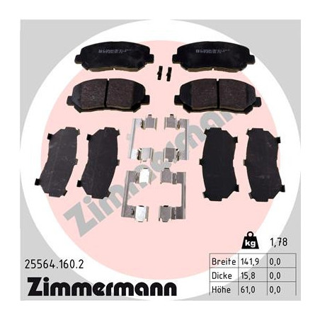 ZIMMERMANN 25564.160.2 Brzdové destičky Přední pro