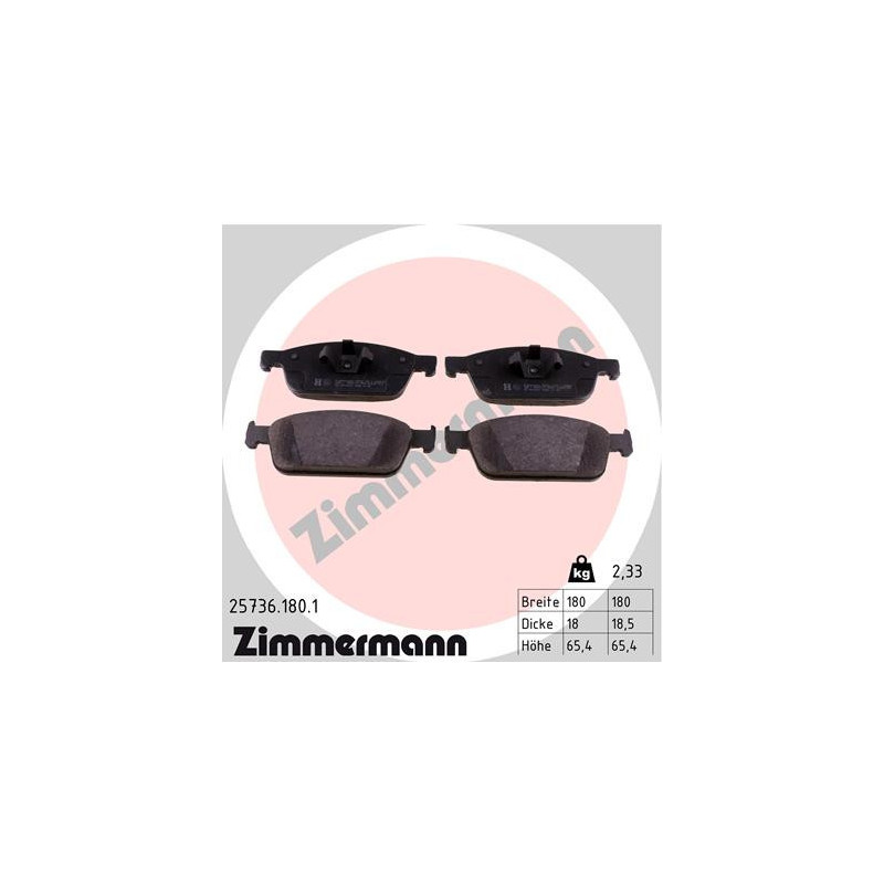ZIMMERMANN 25736.180.1 Pastiglie freno Anteriore per