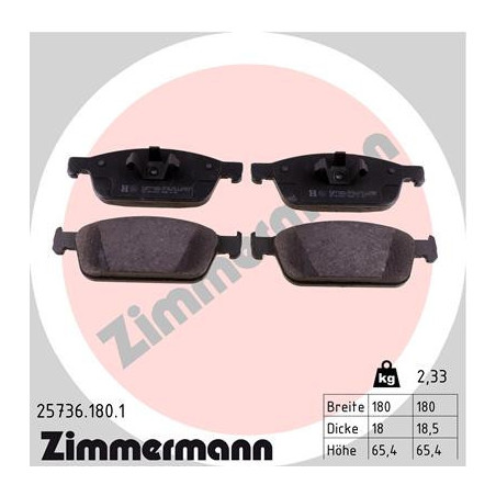 ZIMMERMANN 25736.180.1 Brzdové platničky Predné pre