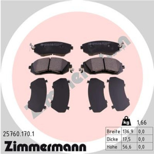 ZIMMERMANN 25760.170.1 Brzdové platničky Predné pre