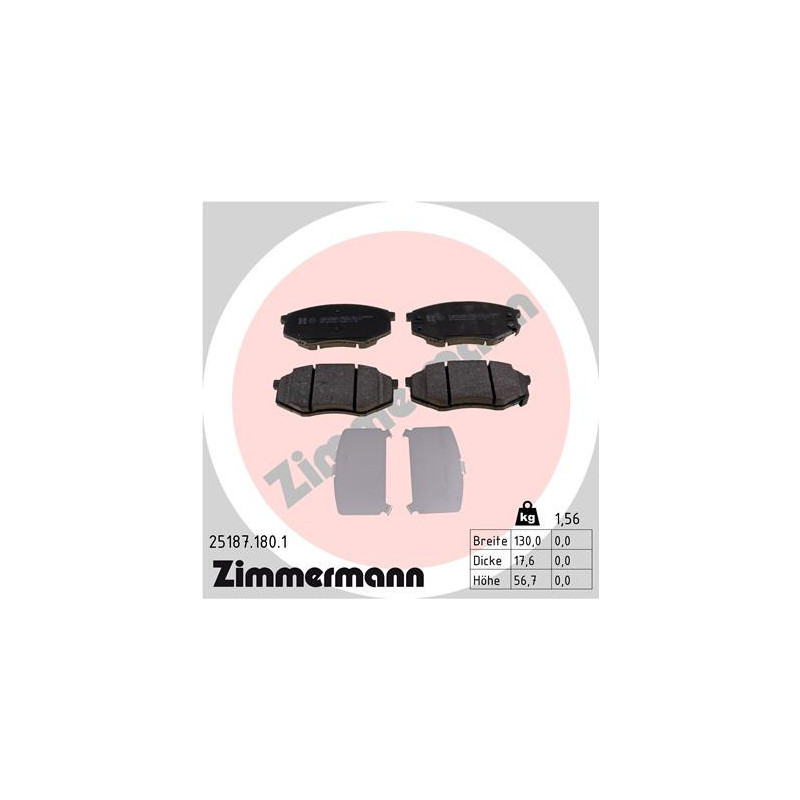 ZIMMERMANN 25187.180.1 Plaquettes de frein Avant pour