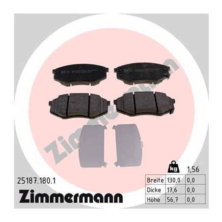 ZIMMERMANN 25187.180.1 Pastillas de freno Delantero para