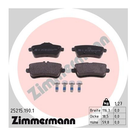 ZIMMERMANN 25215.190.1 Brzdové platničky Zadné pre