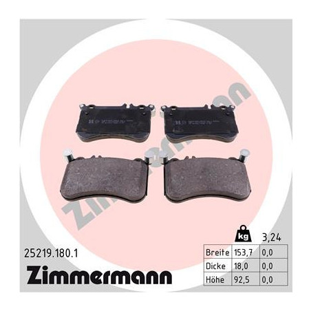 ZIMMERMANN 25219.180.1 Brzdové destičky Přední pro