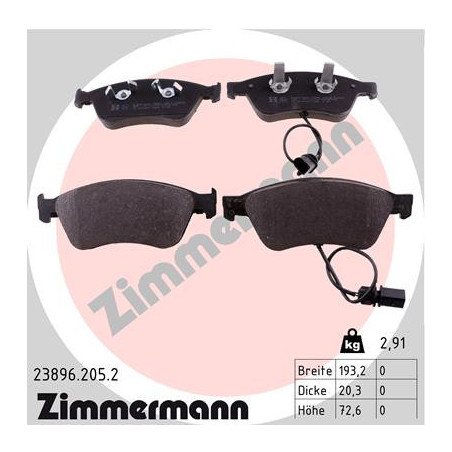 ZIMMERMANN 23896.205.2 Brzdové platničky Predné pre