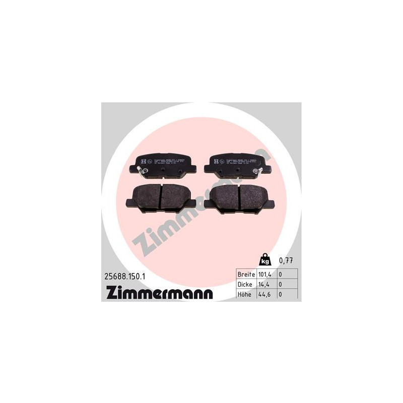 ZIMMERMANN 25688.150.1 Brzdové destičky Zadní pro