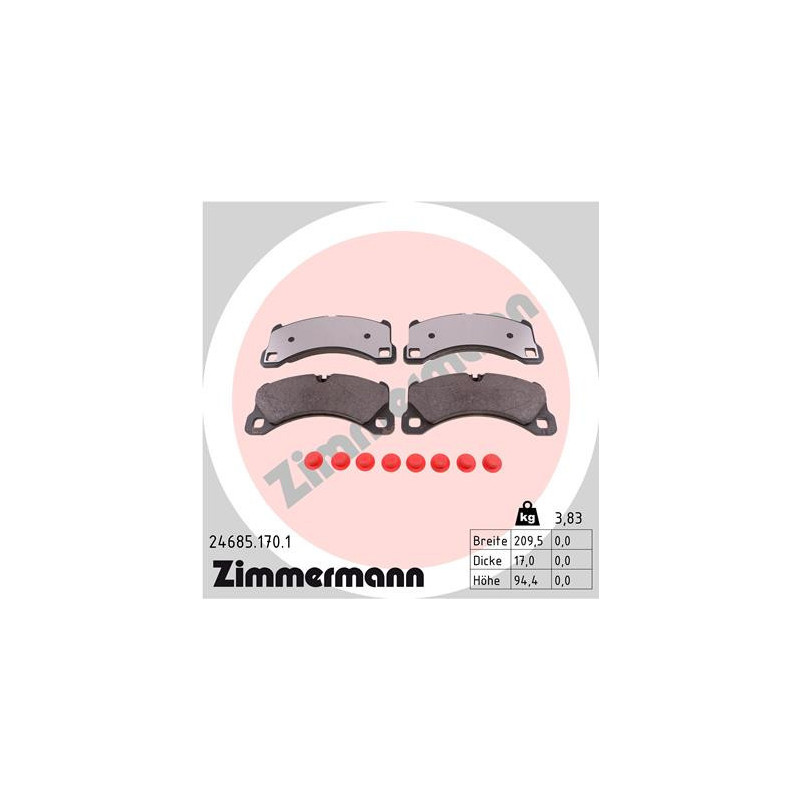 ZIMMERMANN 24685.170.1 Brzdové platničky Predné pre