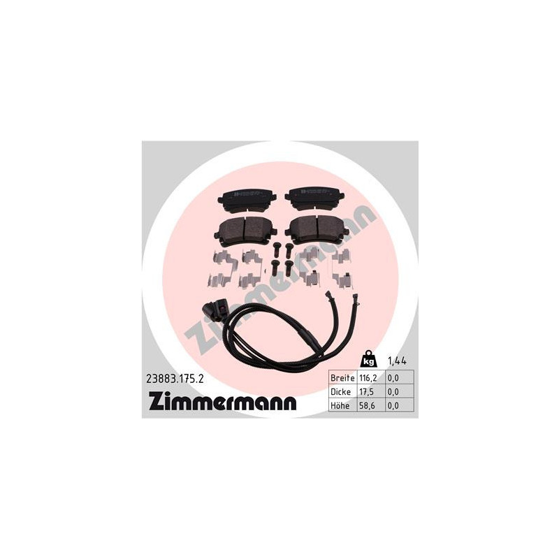 ZIMMERMANN 23883.175.2 Plaquettes de frein Arrière pour