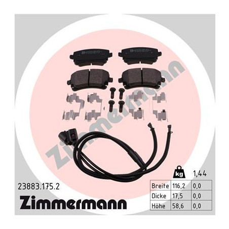 ZIMMERMANN 23883.175.2 Klocki hamulcowe Tył dla