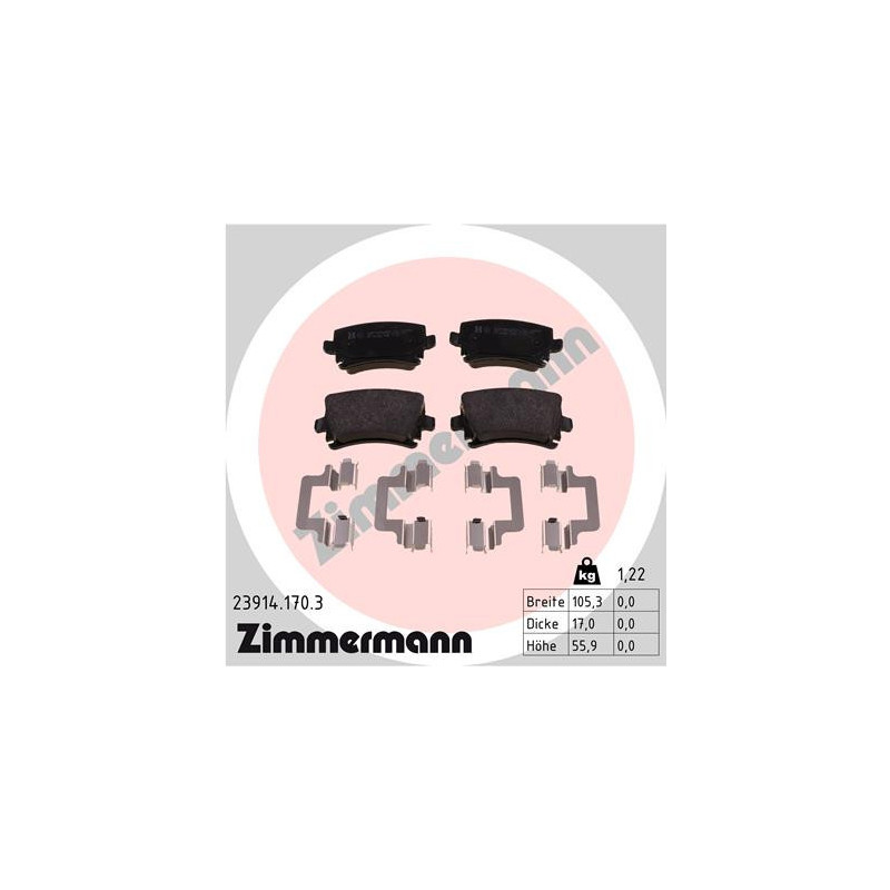 ZIMMERMANN 23914.170.3 Plaquettes de frein Arrière pour