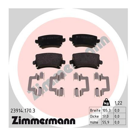 ZIMMERMANN 23914.170.3 Brake Pads Set Rear for