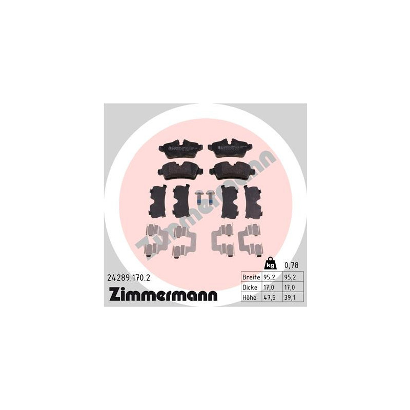 ZIMMERMANN 24289.170.2 Bremsbeläge Hinten für