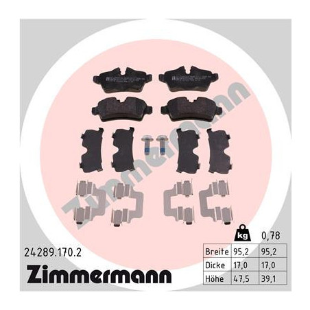 ZIMMERMANN 24289.170.2 Bremsbeläge Hinten für