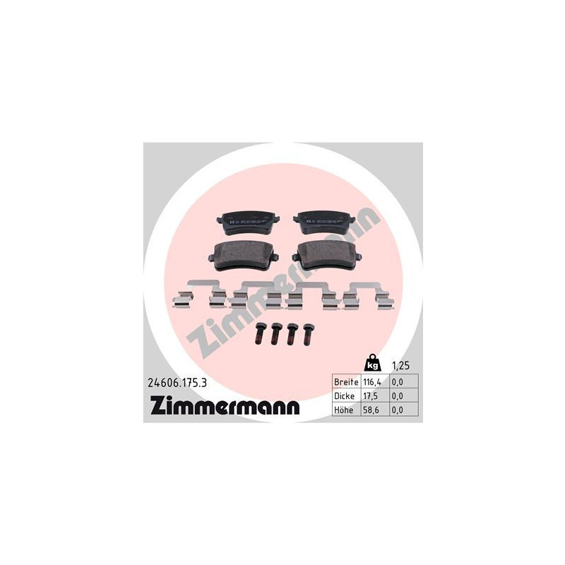 ZIMMERMANN 24606.175.3 Brake Pads Set Rear for
