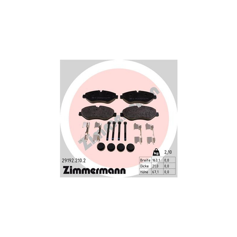 ZIMMERMANN 29192.210.2 Brake Pads Set Front for