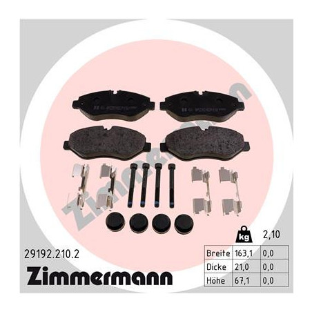 ZIMMERMANN 29192.210.2 Brzdové platničky Predné pre