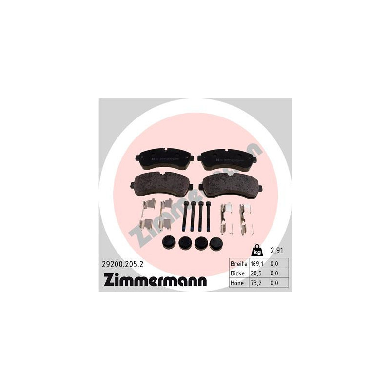 ZIMMERMANN 29200.205.2 Brzdové platničky Predné pre