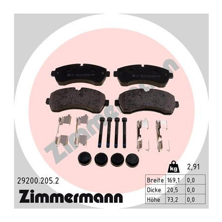 ZIMMERMANN 29200.205.2 Brzdové destičky Přední pro