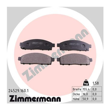 ZIMMERMANN 24529.160.1 Klocki hamulcowe Przód dla