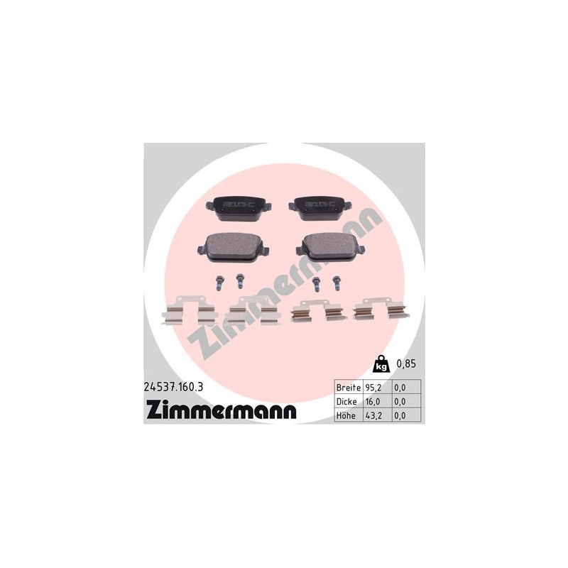 ZIMMERMANN 24537.160.3 Pastillas de freno Trasero para