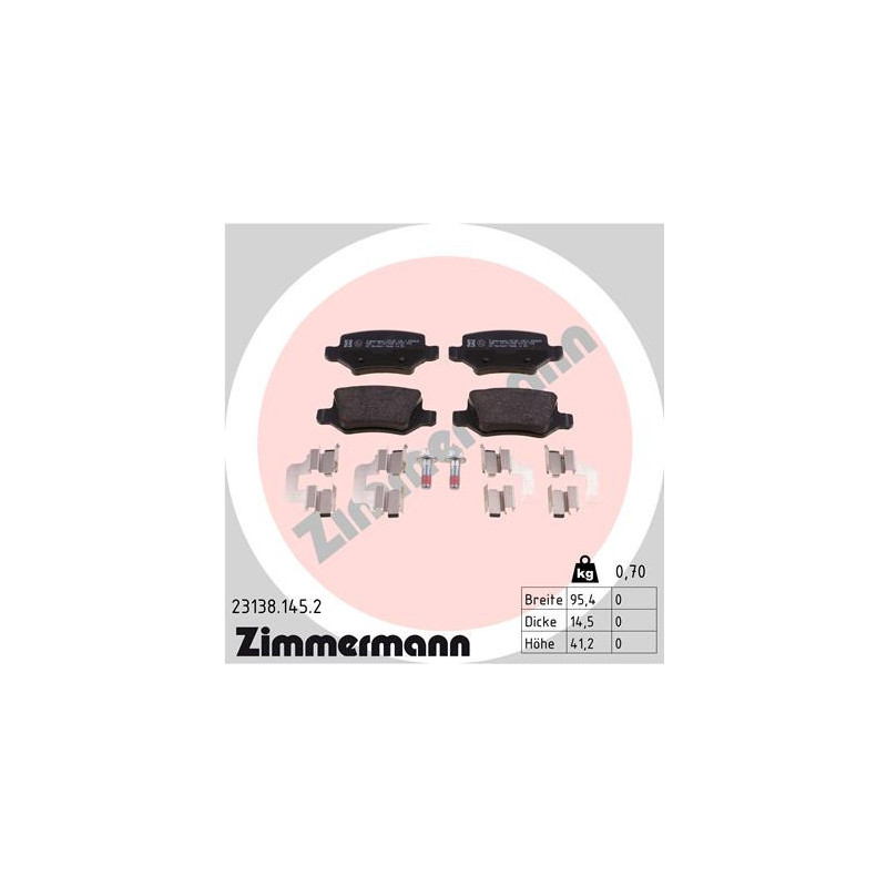 ZIMMERMANN 23138.145.2 Klocki hamulcowe Tył dla