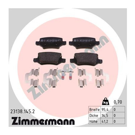 ZIMMERMANN 23138.145.2 Bremsbeläge Hinten für
