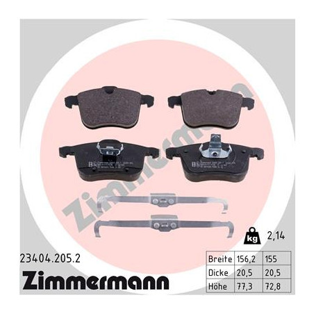 ZIMMERMANN 23404.205.2 Brzdové platničky Predné pre