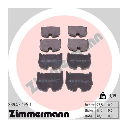 ZIMMERMANN 23943.175.1 Plaquettes de frein Avant pour
