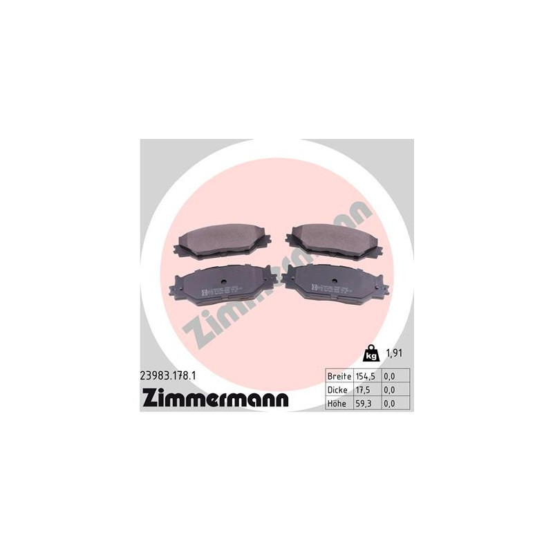 ZIMMERMANN 23983.178.1 Brake Pads Set Front for