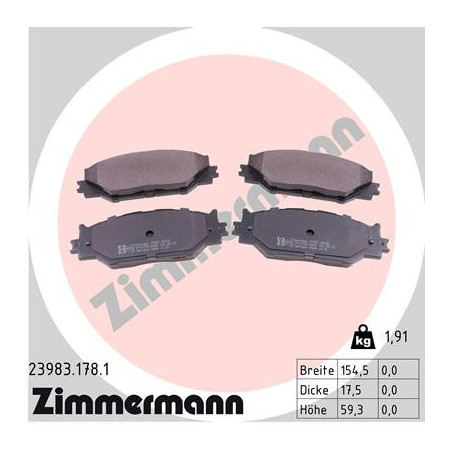ZIMMERMANN 23983.178.1 Plaquettes de frein Avant pour
