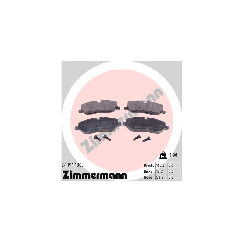 ZIMMERMANN 24191.180.1 Brzdové platničky Predné pre