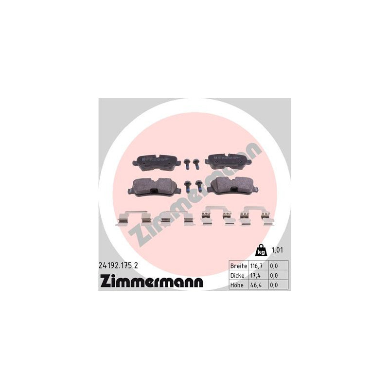 ZIMMERMANN 24192.175.2 Klocki hamulcowe Tył dla