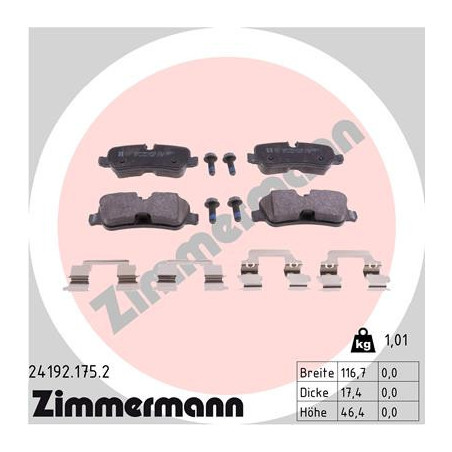 ZIMMERMANN 24192.175.2 Brzdové platničky Zadné pre