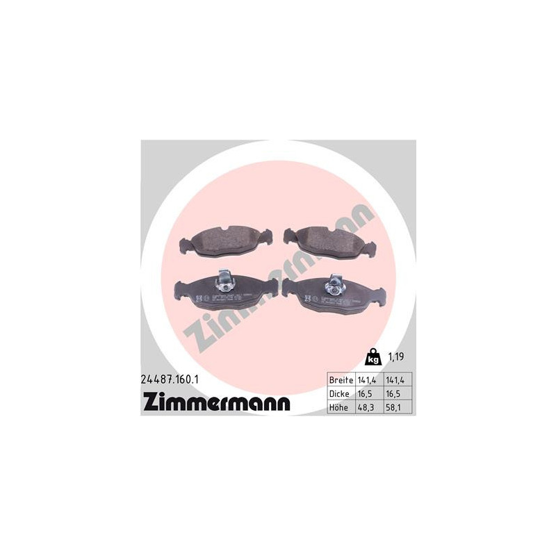 ZIMMERMANN 24487.160.1 Klocki hamulcowe Tył dla