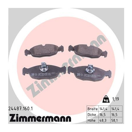 ZIMMERMANN 24487.160.1 Plaquettes de frein Arrière pour