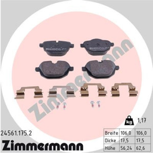 ZIMMERMANN 24561.175.2 Brzdové platničky Zadné pre