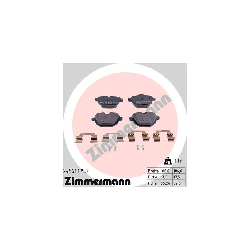 ZIMMERMANN 24561.175.2 Brzdové platničky Zadné pre