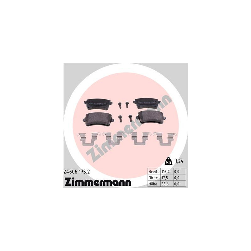ZIMMERMANN 24606.175.2 Brzdové destičky Zadní pro