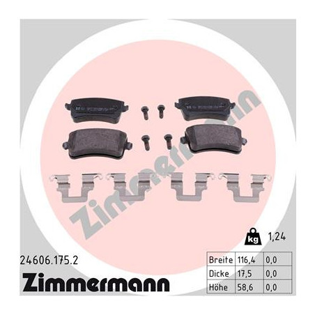 ZIMMERMANN 24606.175.2 Brzdové platničky Zadné pre
