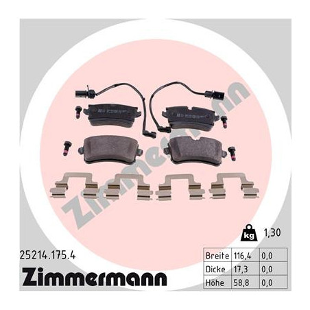 ZIMMERMANN 25214.175.4 Brake Pads Set Rear for